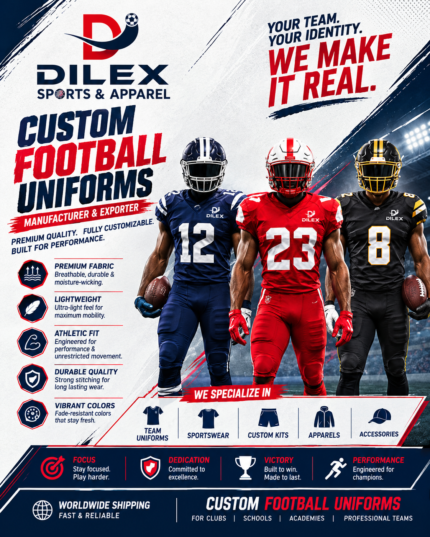 Custom Football Uniforms Manufacturer & Exporter | Dilex Sports & Apparel